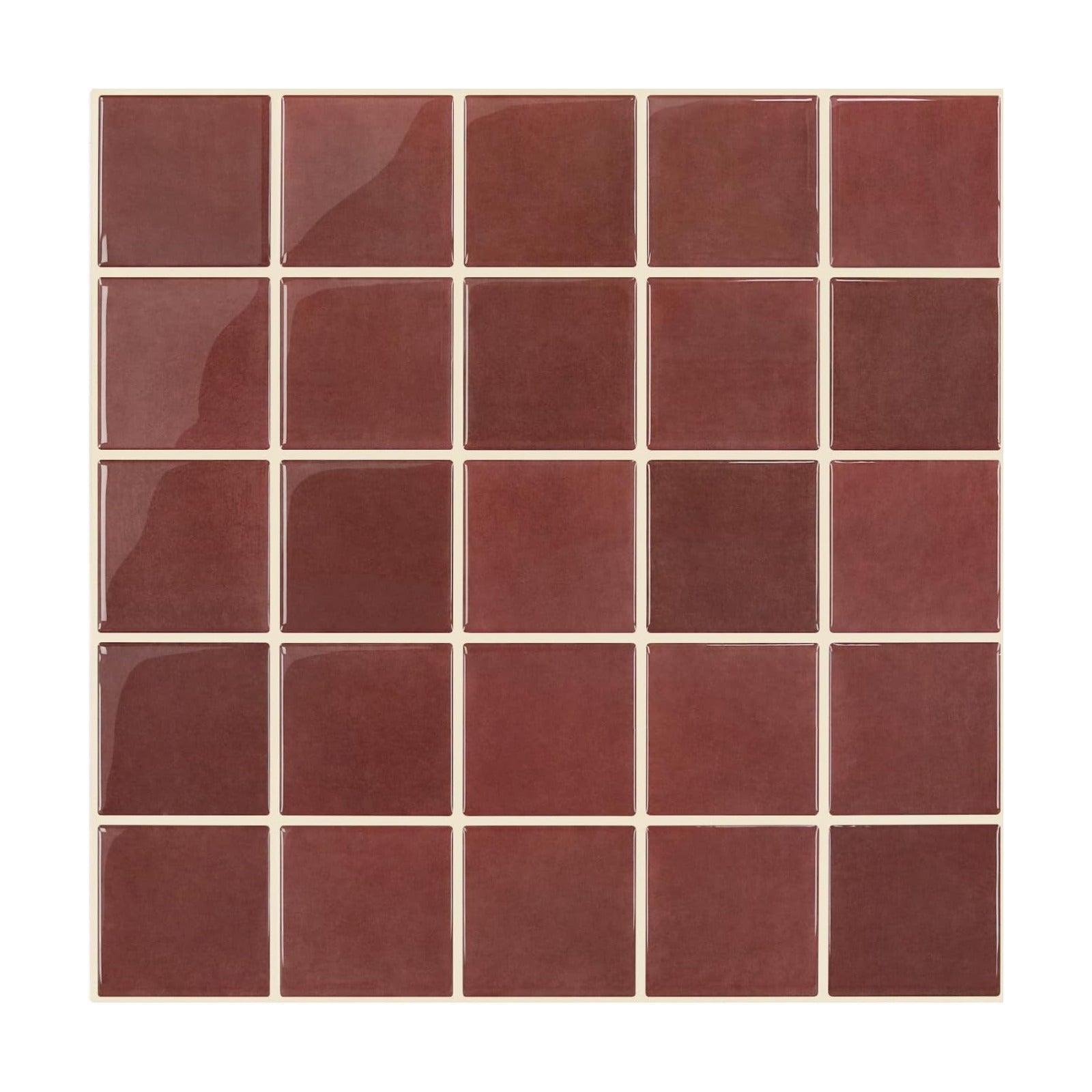 Thicker Dark Peel and Stick Backsplash Tiles- of "-3D Adhesive / ST-SM-A / Red / 12 x 12 / Set of 10