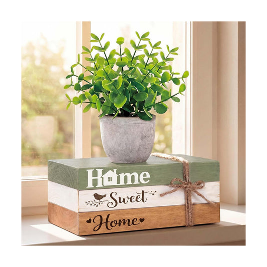 Fake Eucalyptus Pot Plant Home Sweet Home Decoration Farmhouse Tiered Tray / Classic / Set of 4