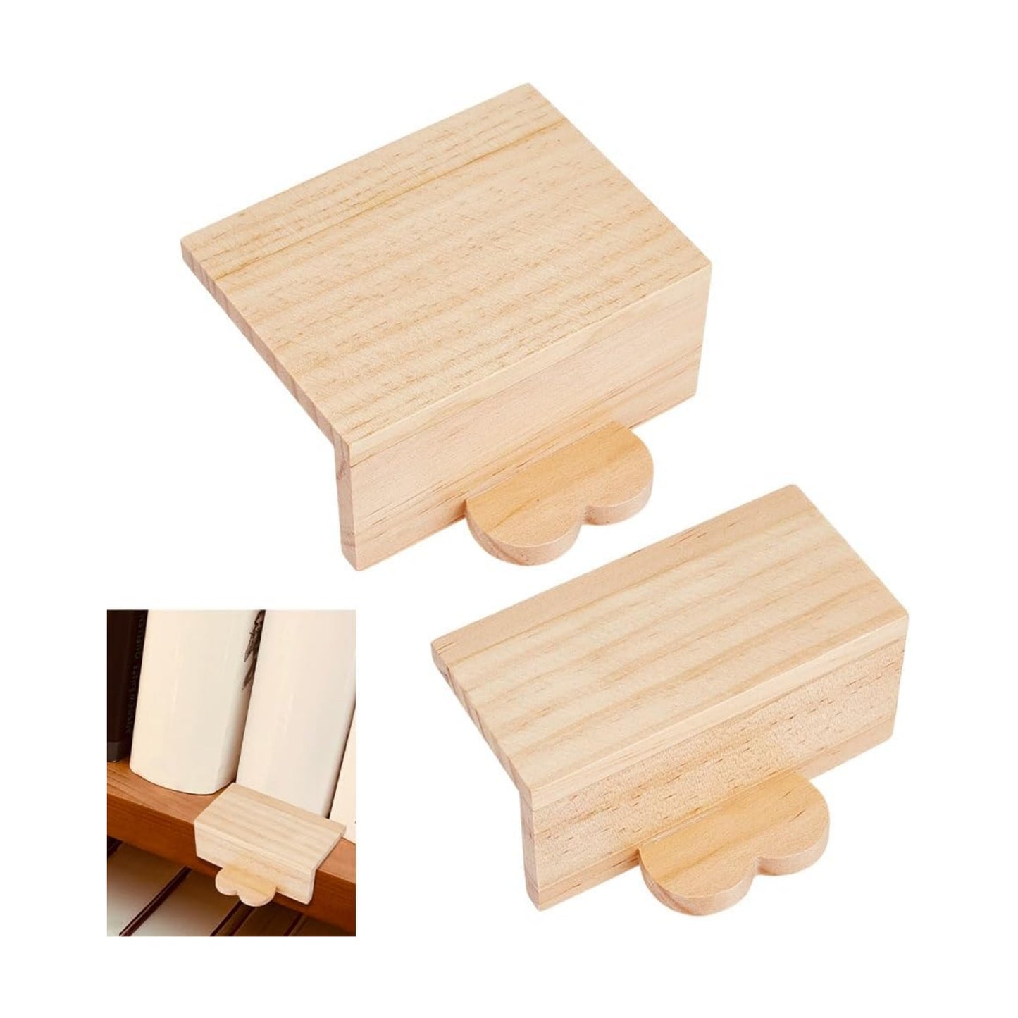 Heart Pine Wood Bookends / Natural / Set of 2