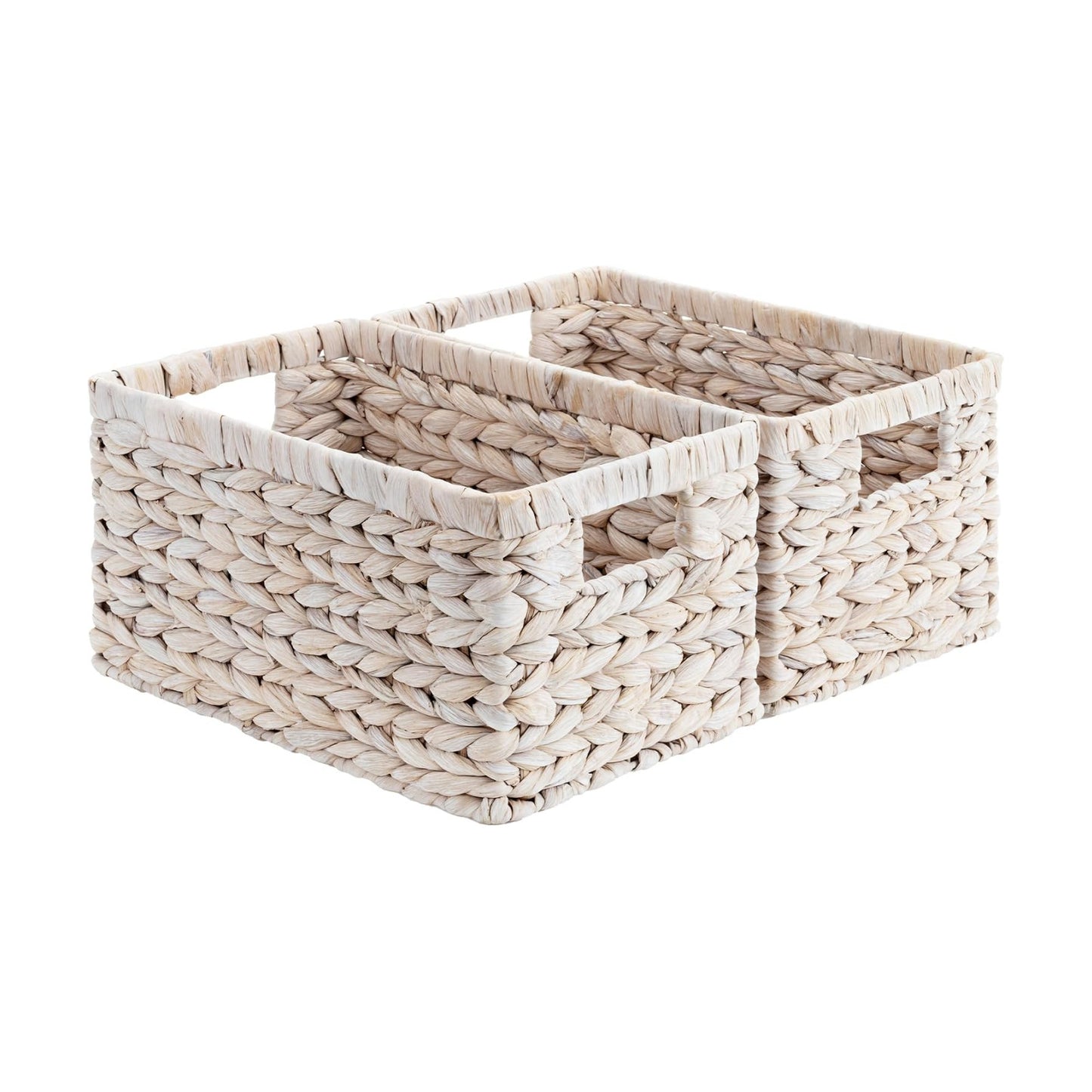 Wicker Storage Baskets for Organizing / White / 2 x 13