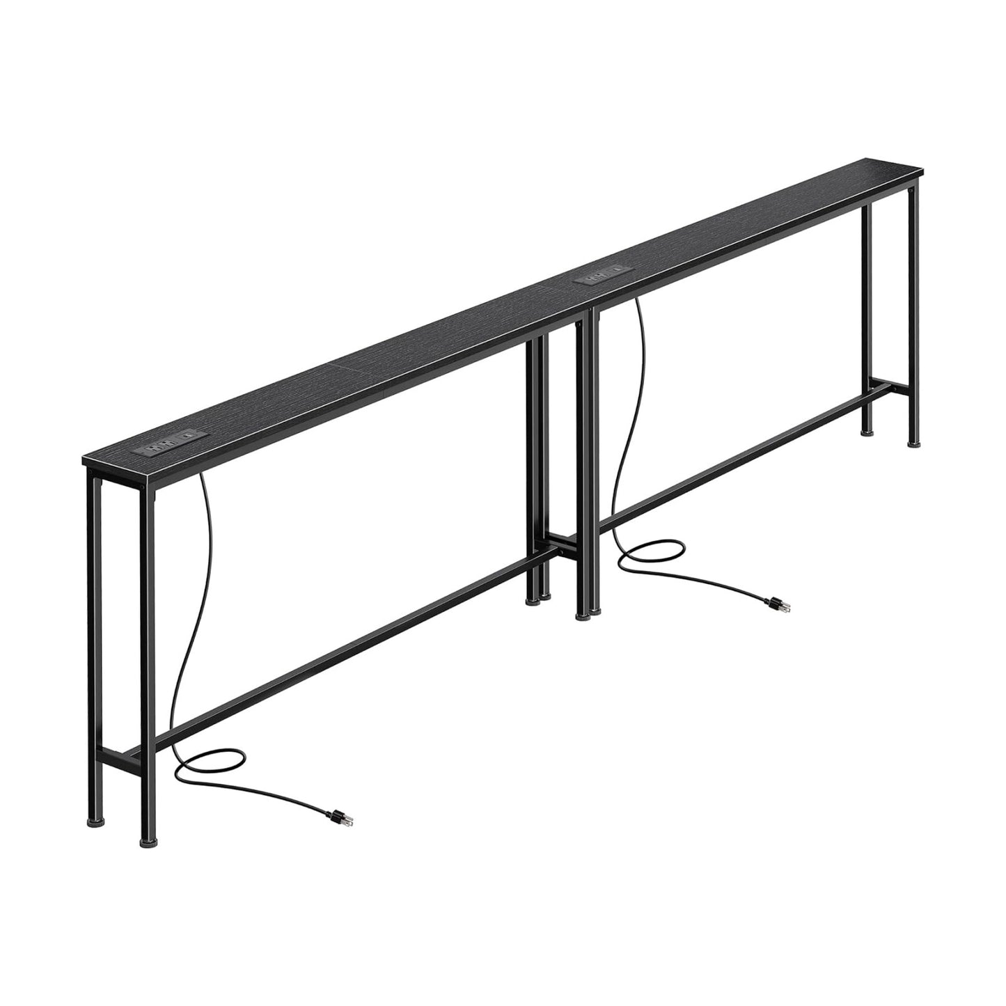 SUPERJARE 102.4 inch Narrow Behind Couch Table with Charging Stations