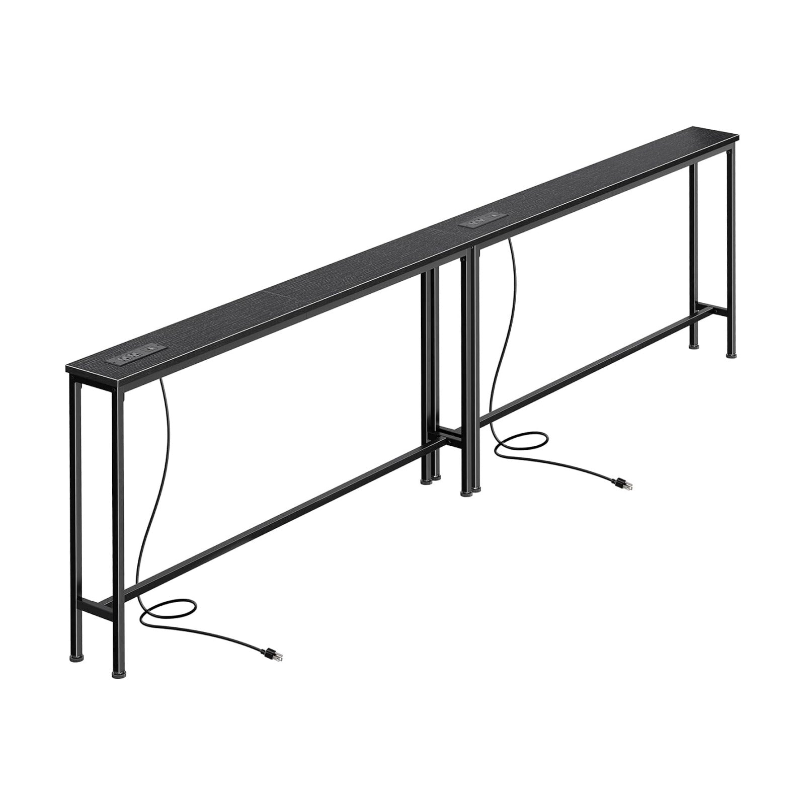 SUPERJARE 102.4 inch Narrow Behind Couch Table with Charging Stations