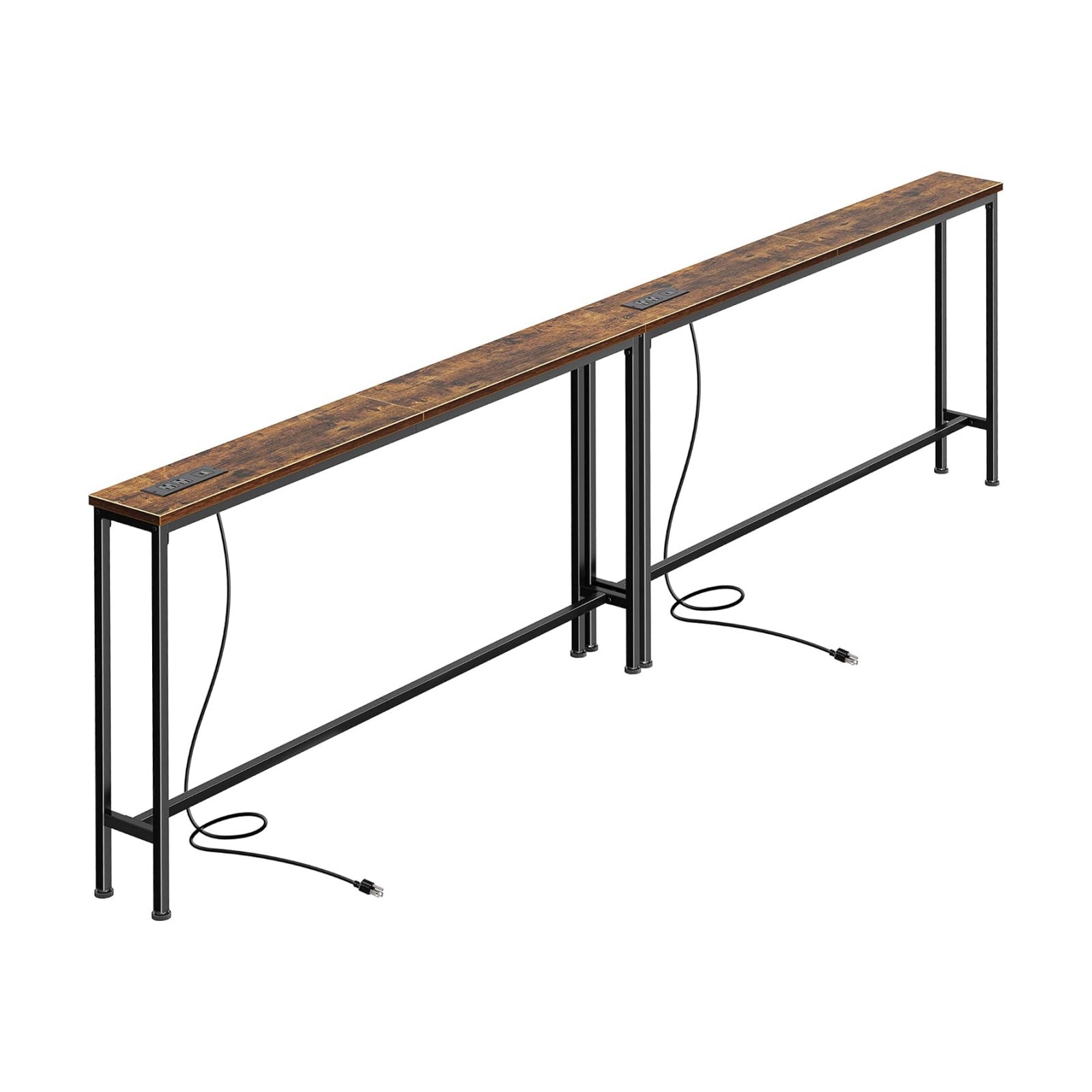 SUPERJARE 102.4 inch Narrow Behind Couch Table with Charging Stations
