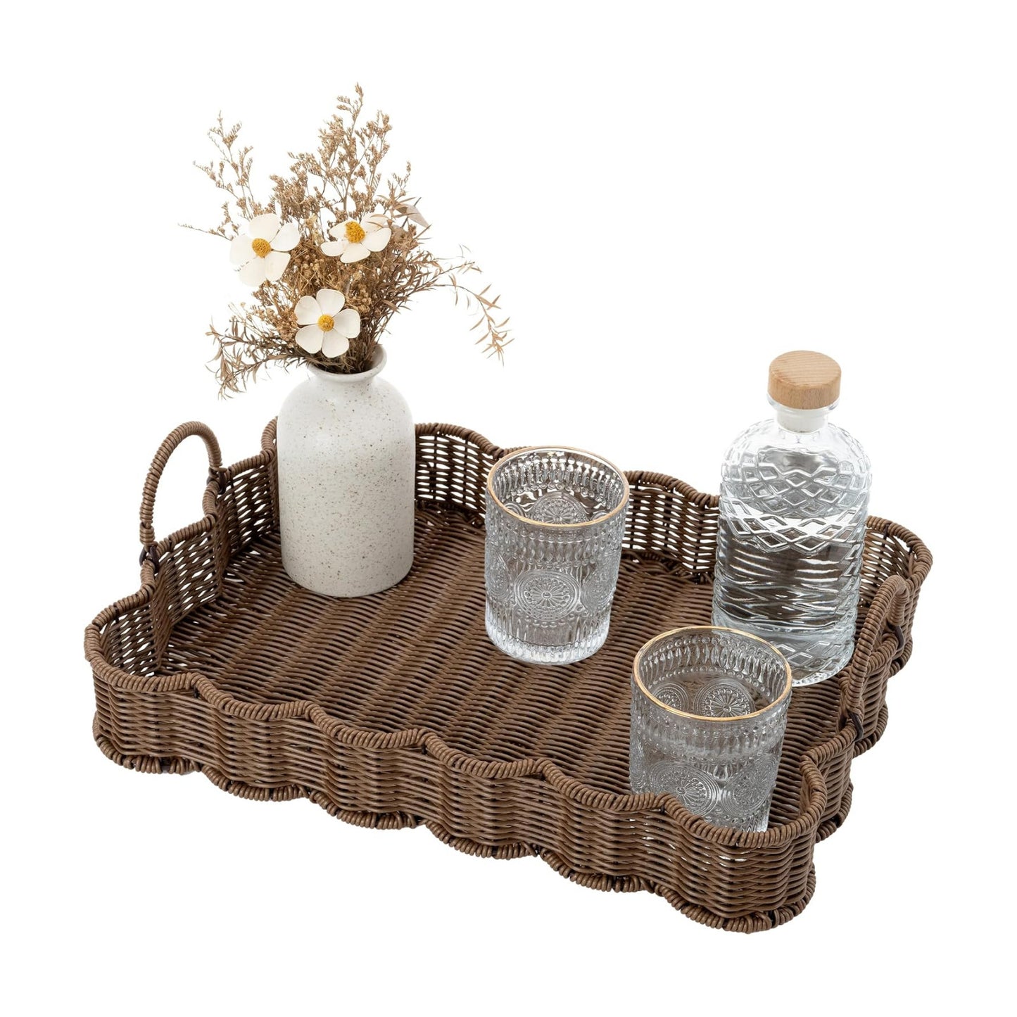 Woven Rattan Tray / Brown