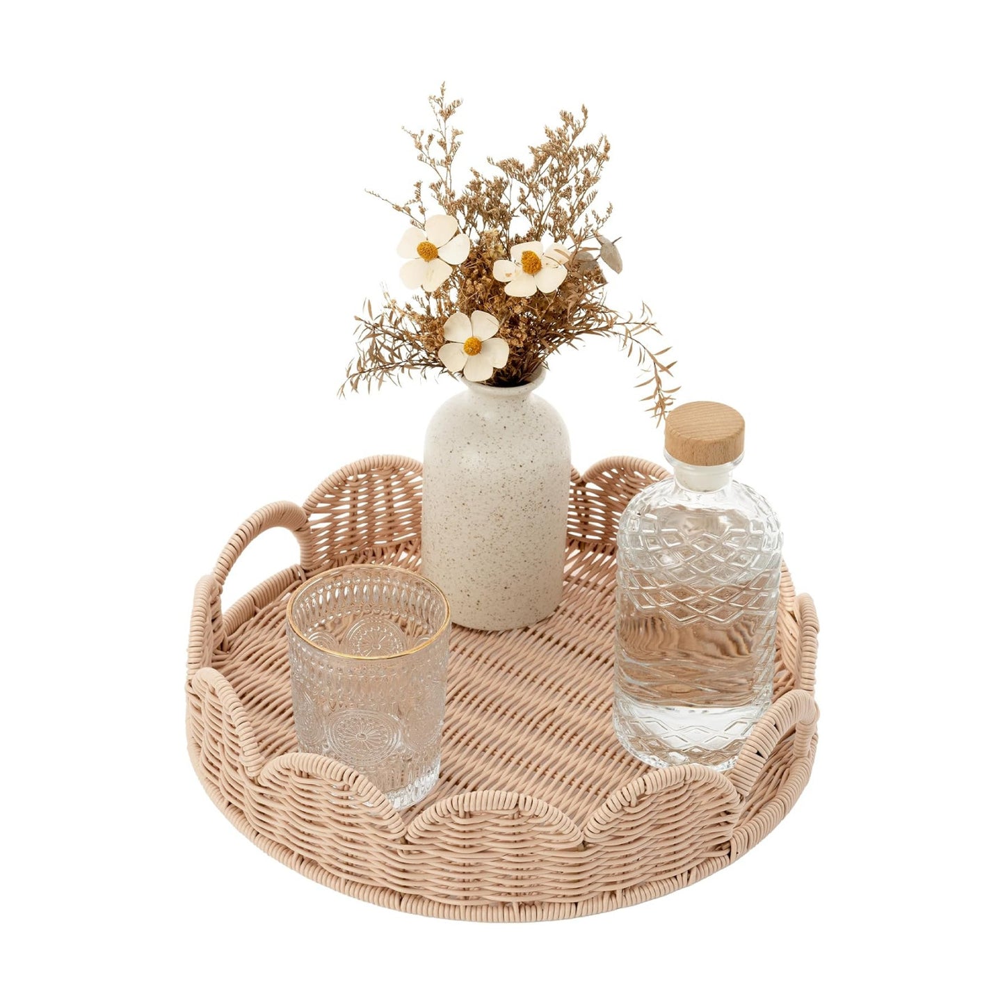 Woven Rattan Tray / Nude Color / Set of 13