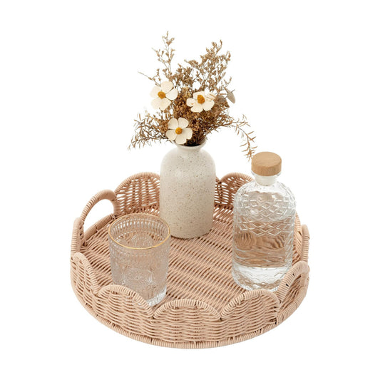 Woven Rattan Tray / Nude Color / Set of 13