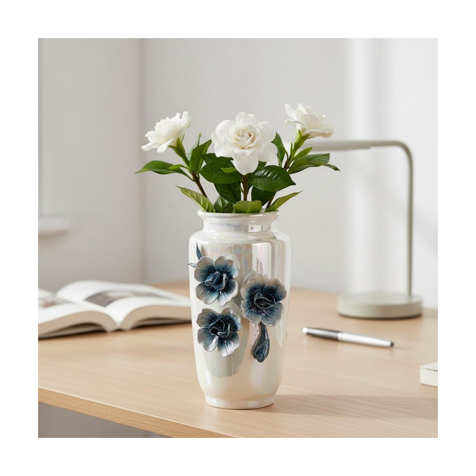 Ceramic Vase / Small Modern Vase for Flowers / White / 7 Inch