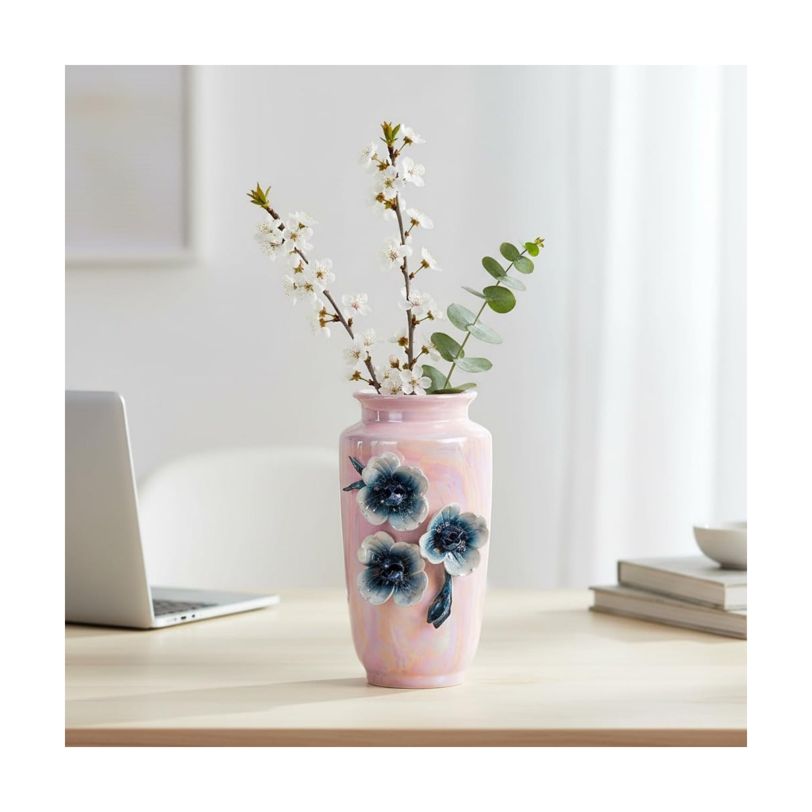Ceramic Vase / Small Vase for Flowers / Pink / 7 Inch