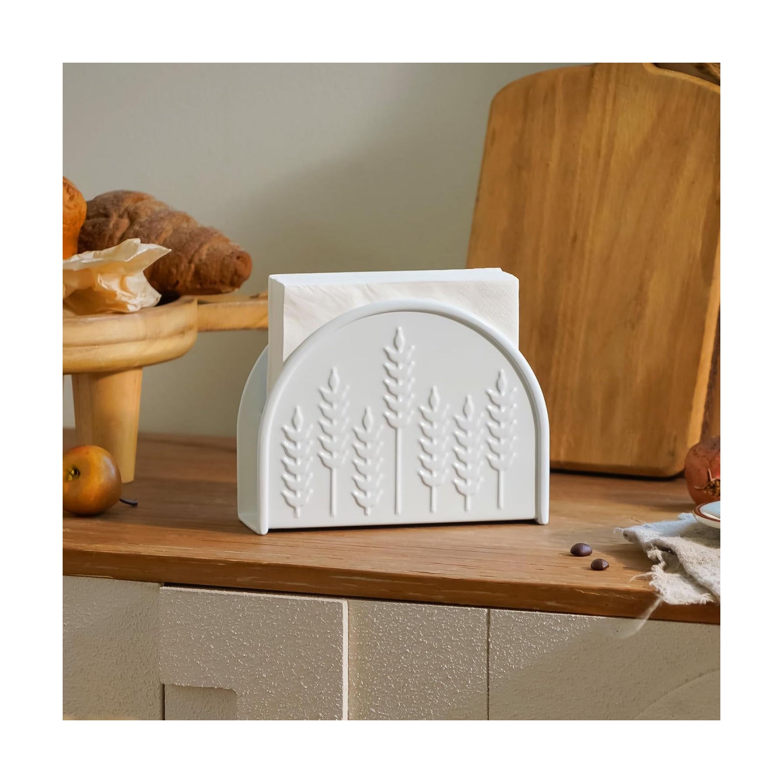 White Napkin Holder / Ear of Wheat White