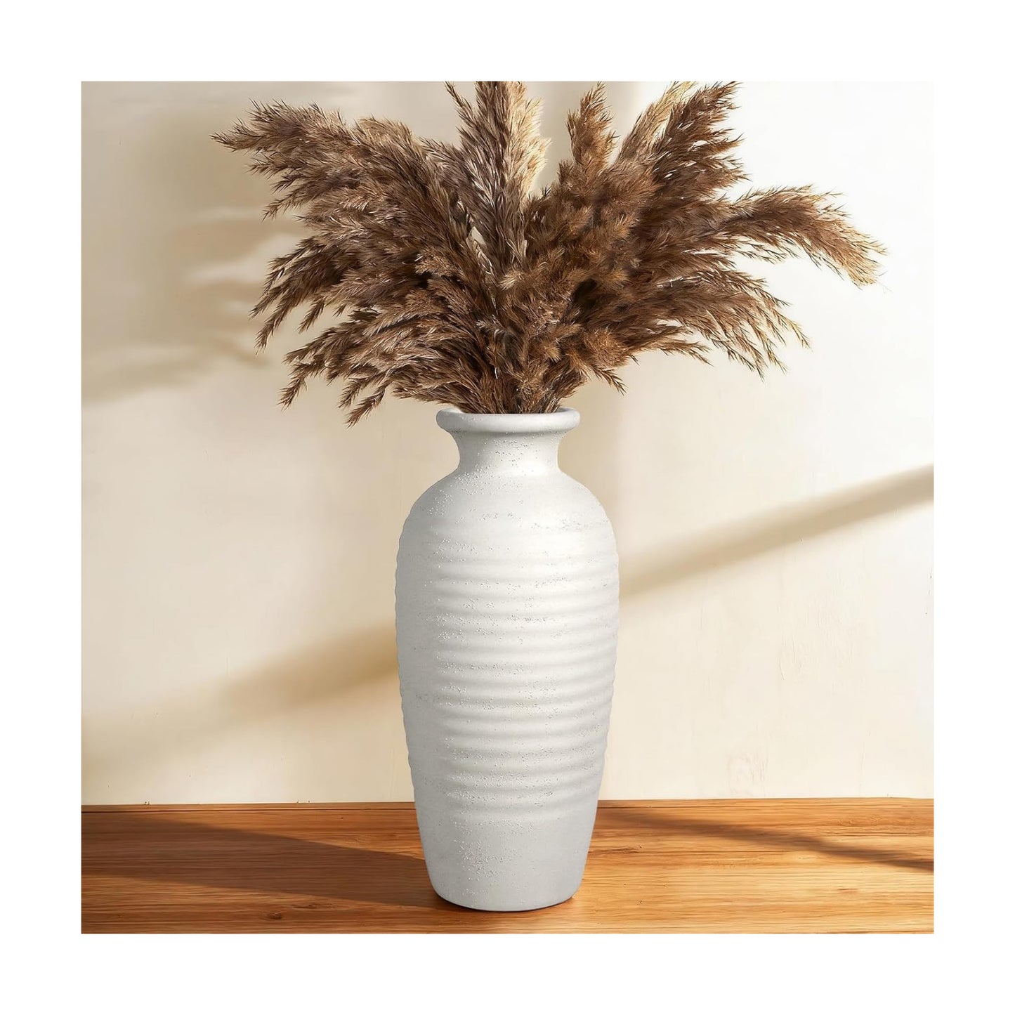 Tall Vintage Ceramic Vase / 14.4 In-rustic-cream / 14.4 Inch