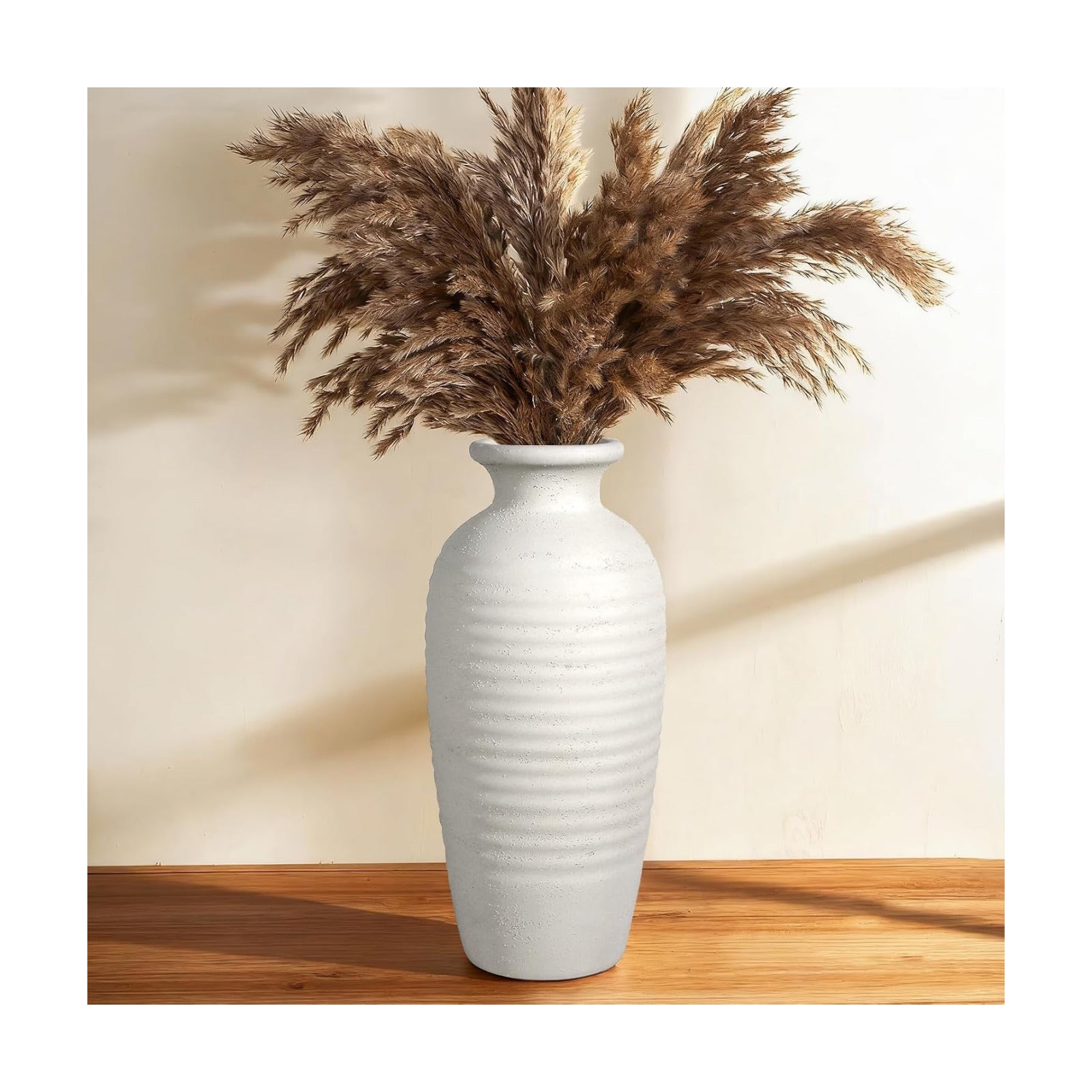 Tall Vintage Ceramic Vase / 14.4 In-rustic-cream / 14.4 Inch