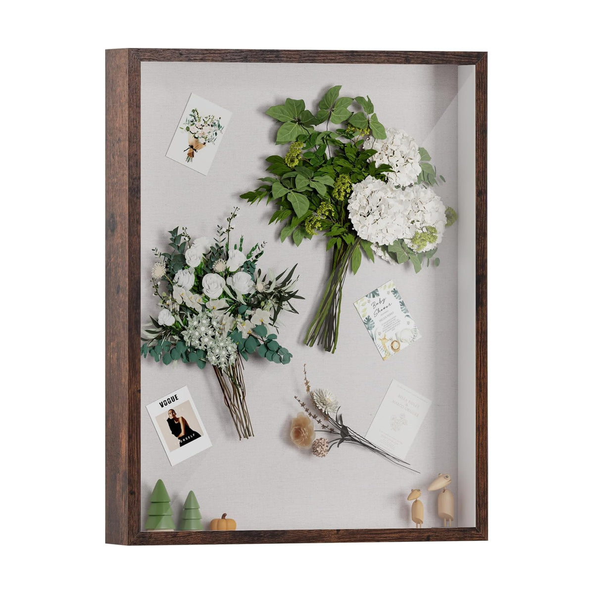 Muzilife 16x20 Shadow Box Wood Picture Frame, Tempered Glass, Honey Brown | FSC-Certified MDF | Soft Acid-free Linen