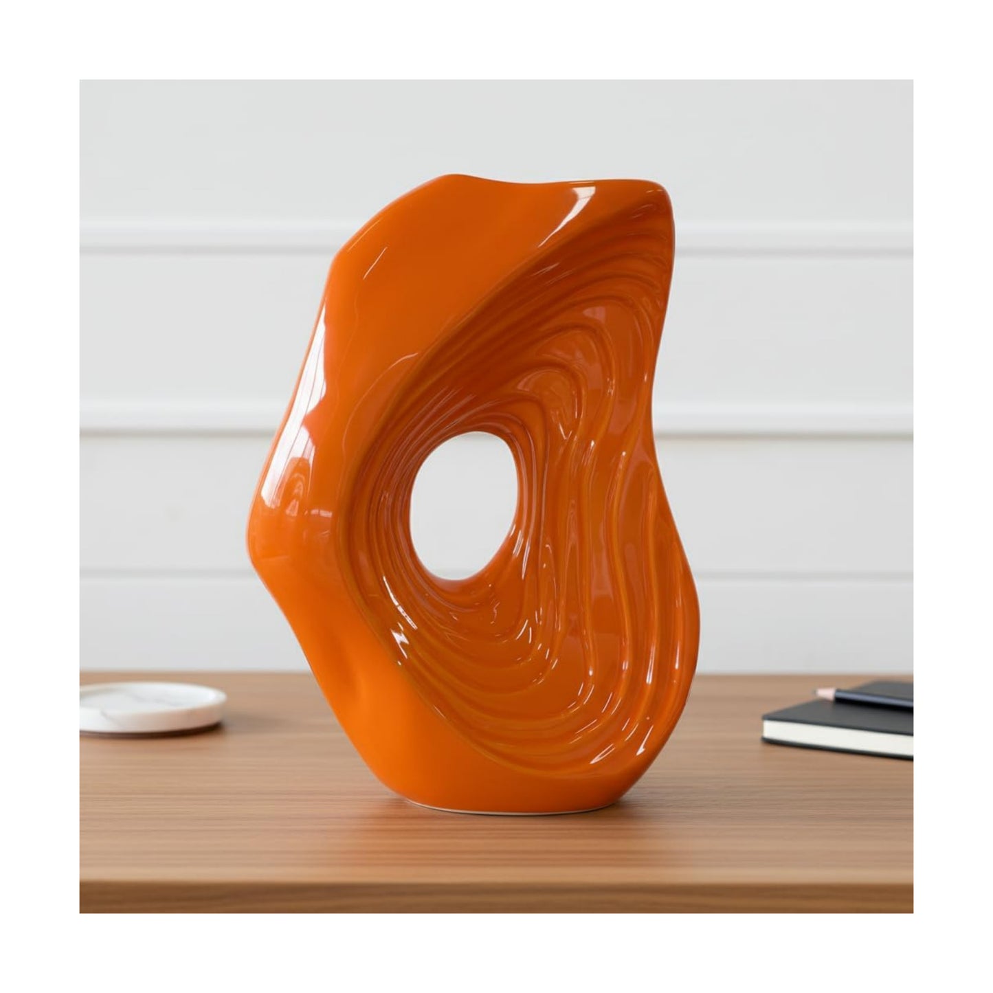 Ceramic Vase for Pampas Grass / Orange / 11 Inch