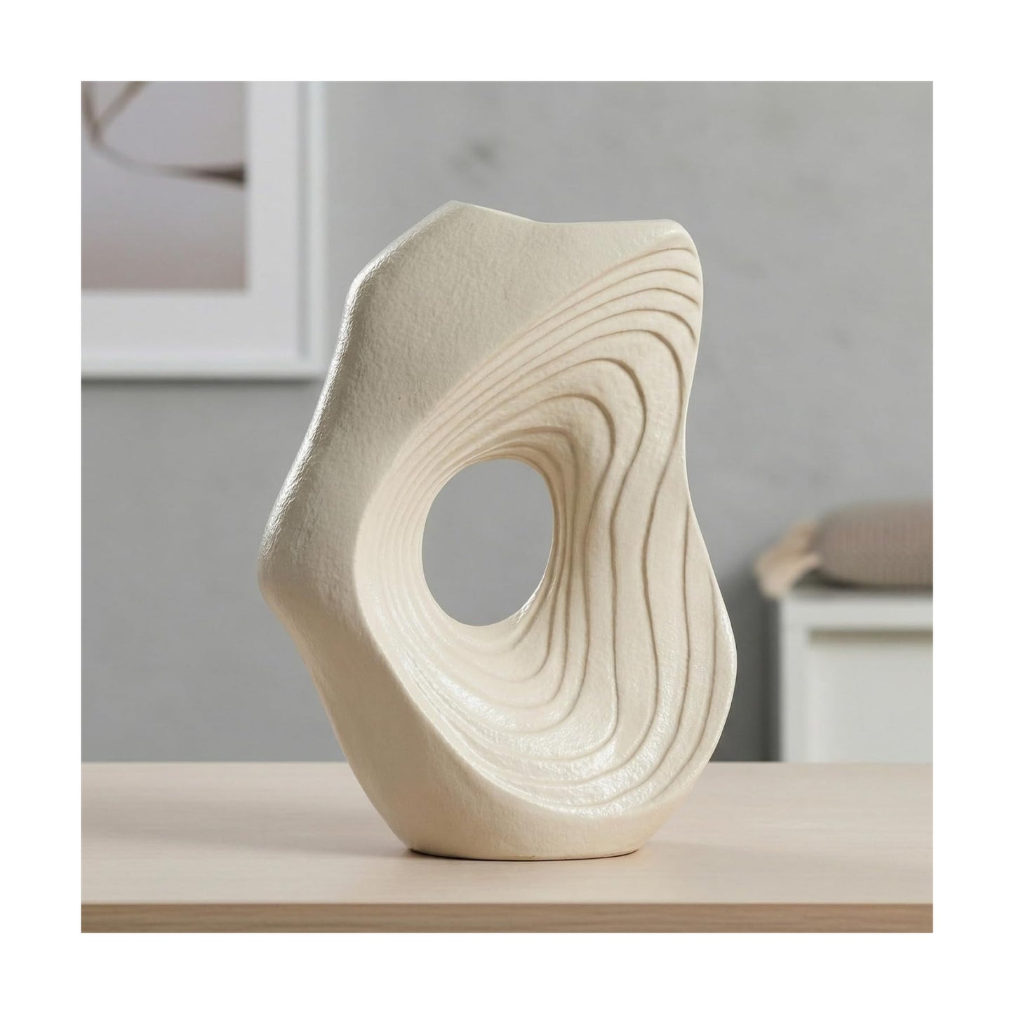 Ceramic Vase / Modern Boho Vases for Pampas Grass / White / 11 Inch