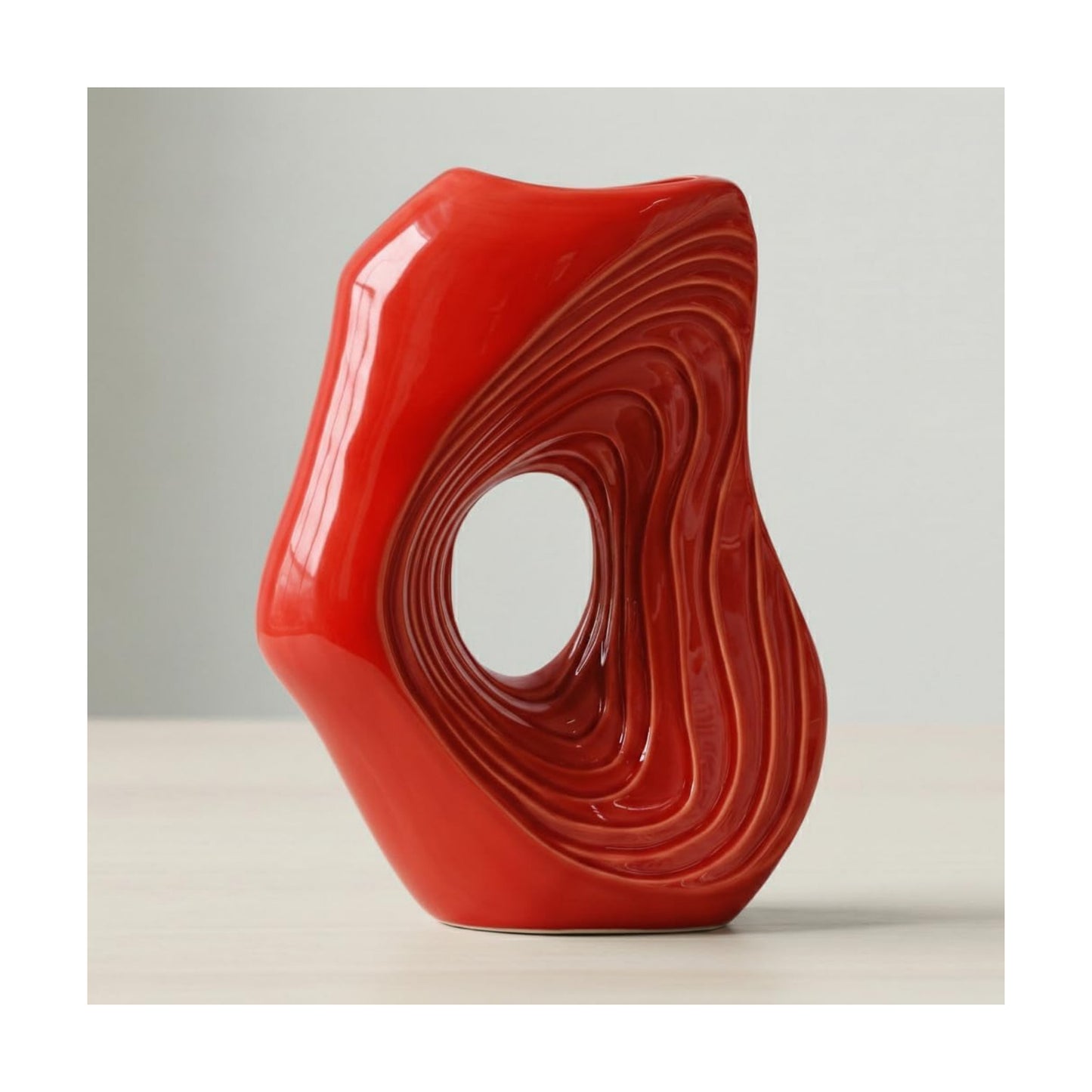 Ceramic Vase / Modern Decorative Vase for Flowers / Red / 11 Inch