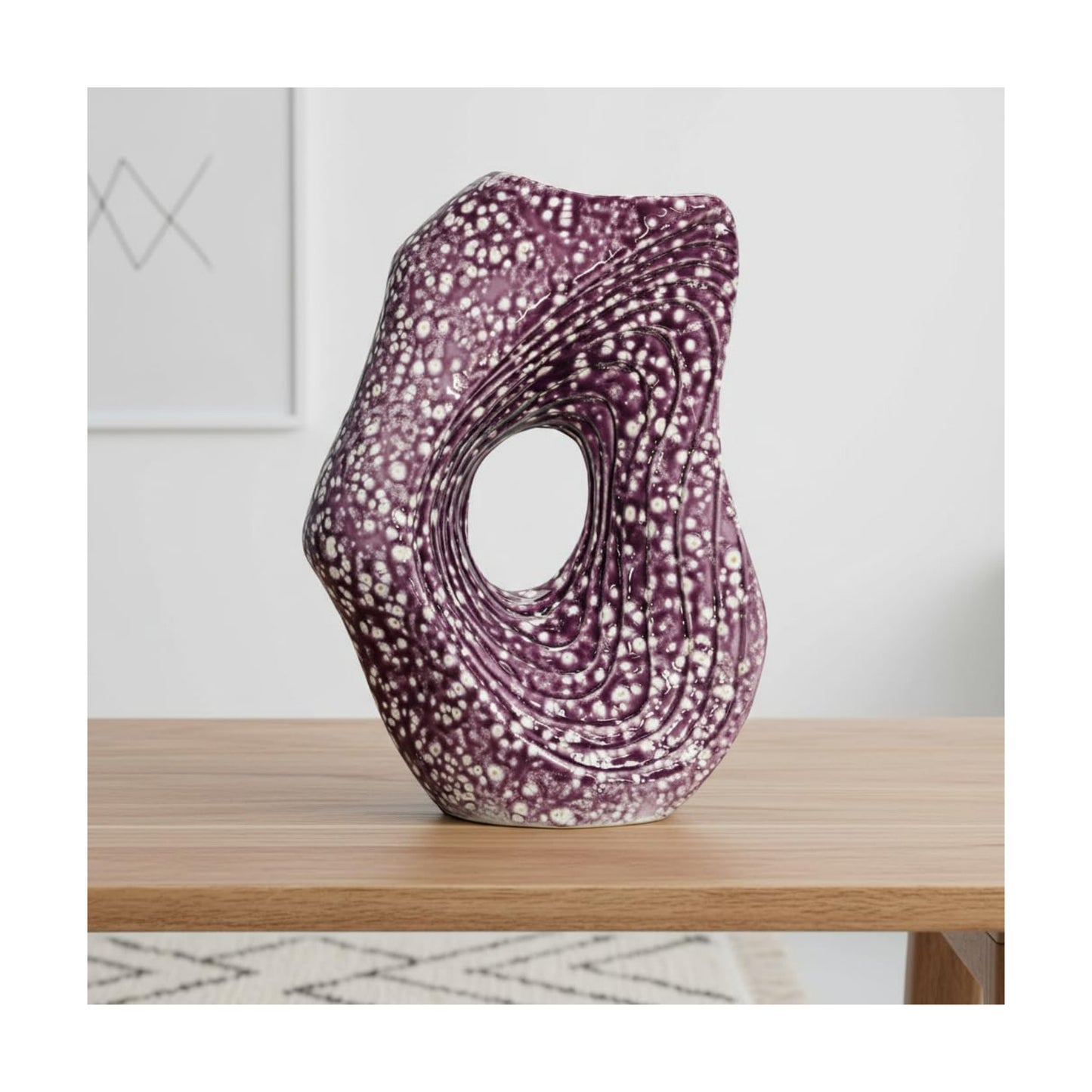 Ceramic Vase / Modern Art Flower Vase / Purple / 11 Inch
