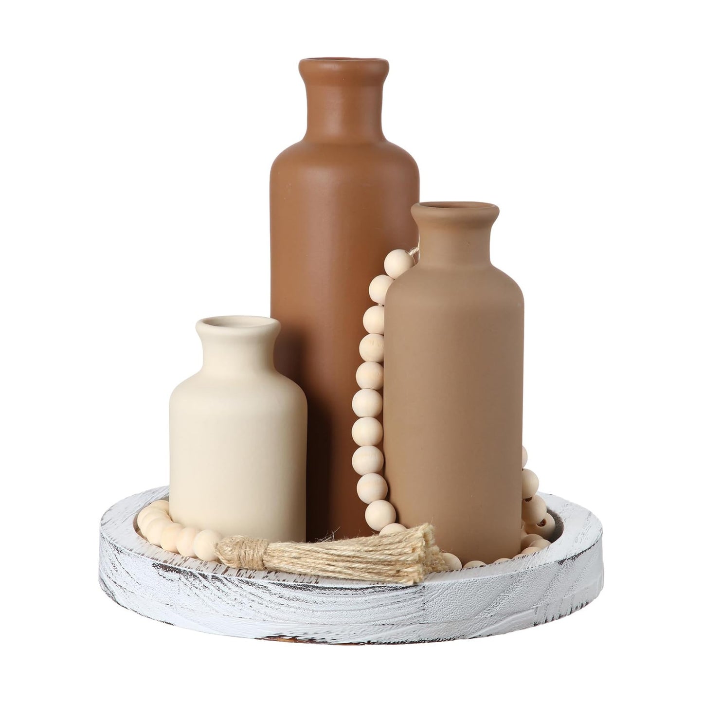 Wooden Serving Tray Wood Bead Garland / Brown / Set of 5