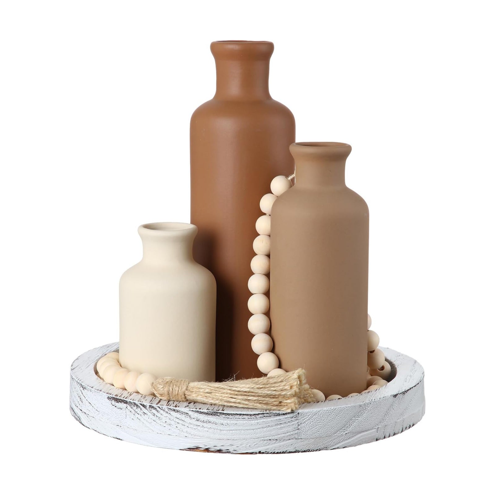 Wooden Serving Tray Wood Bead Garland / Brown / Set of 5