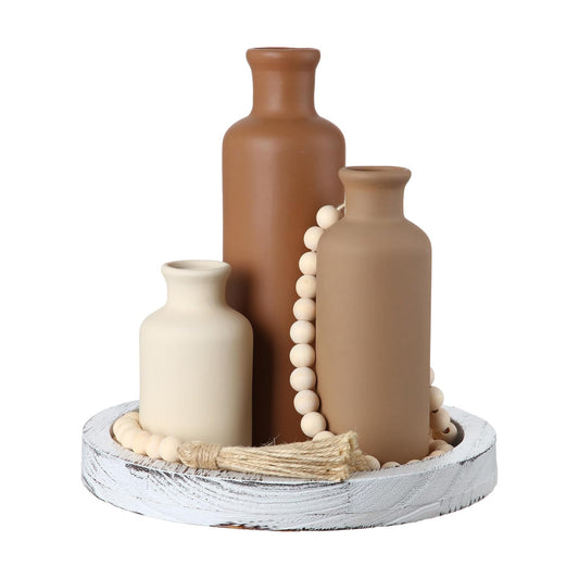 Wooden Serving Tray Wood Bead Garland / Brown / Set of 5