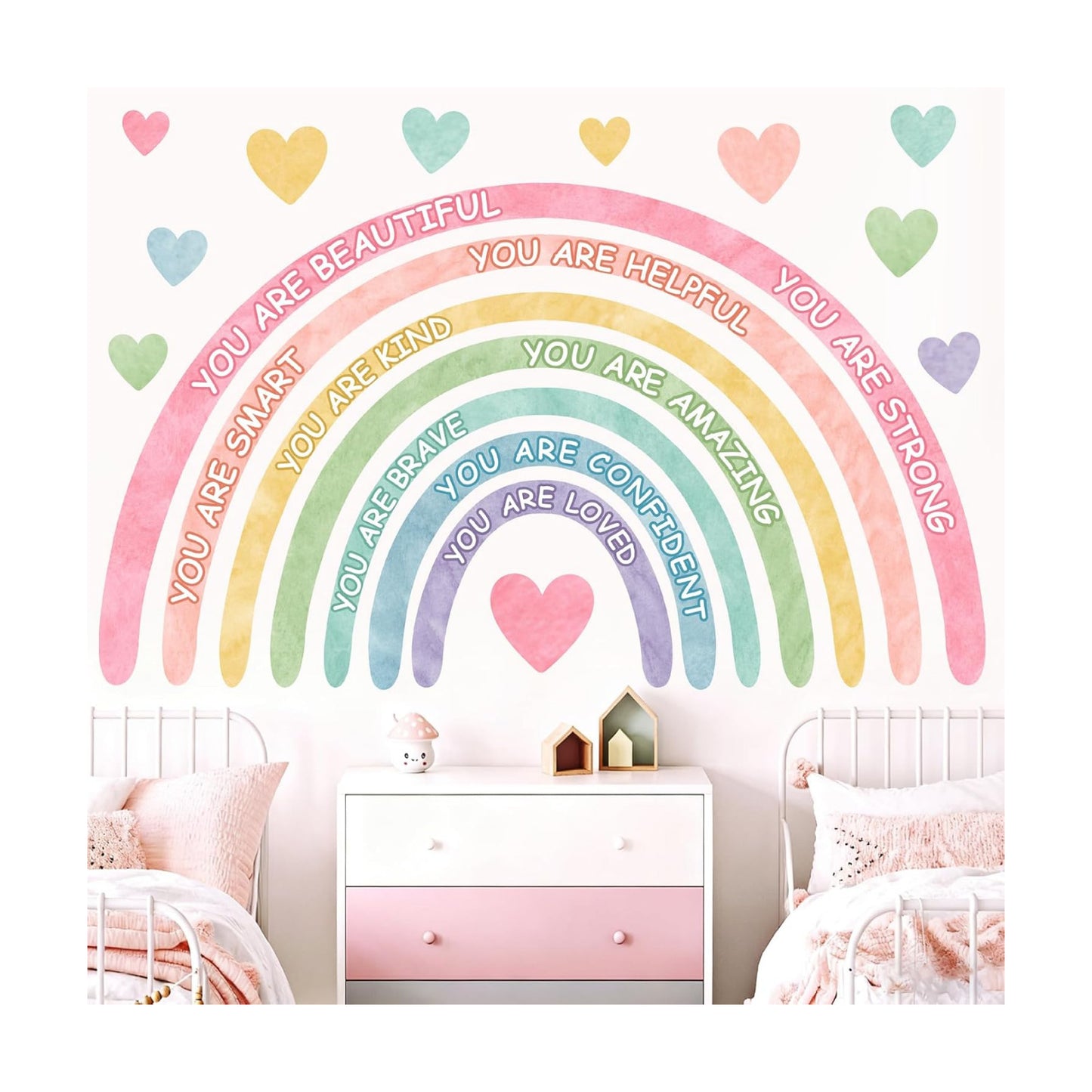 Large Rainbow Wall Stickers Kids Inspirational Wall Decal for Girl Bedroom Peel / Watercolor Blue