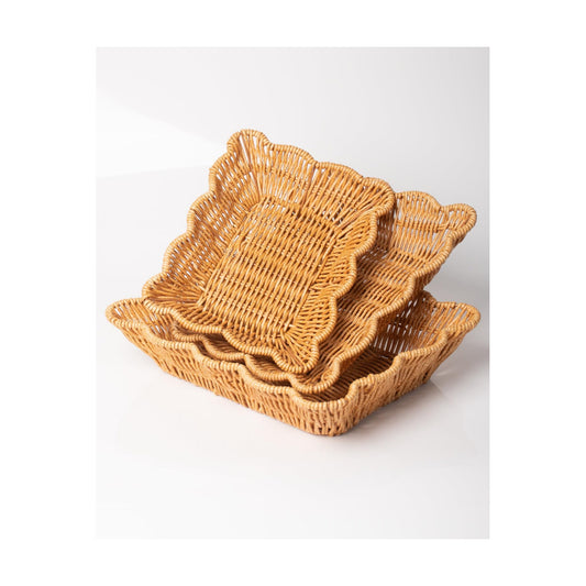 Woven Scalloped Storage Baskets / Set of 3