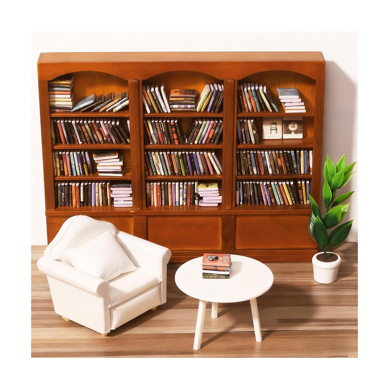 Mini Books Sofa Desk Plant Miniature Anxiety Bookshelf / Mini Books with Big Bookshelf / Set of 240