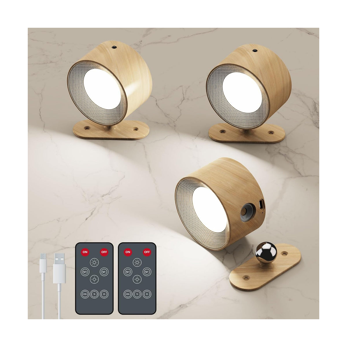 AKSDA 3Pack Battery Operated Wall Sconce, 3 Color Modes 3 Brightness Levels 360°Rotation Lighting Timer Touch & Remote