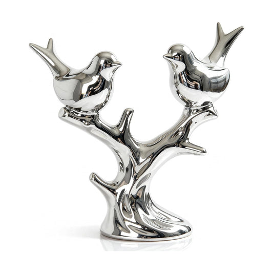Ceramic Bird Statue / Silver