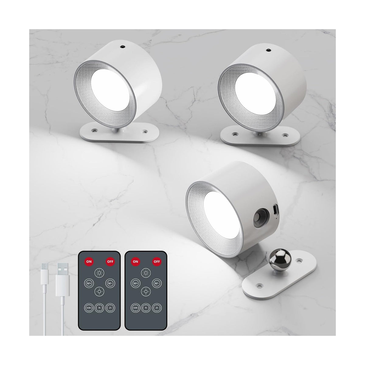 AKSDA 3Pack Battery Operated Wall Sconce, 3 Color Modes 3 Brightness Levels 360°Rotation Lighting Timer Touch & Remote