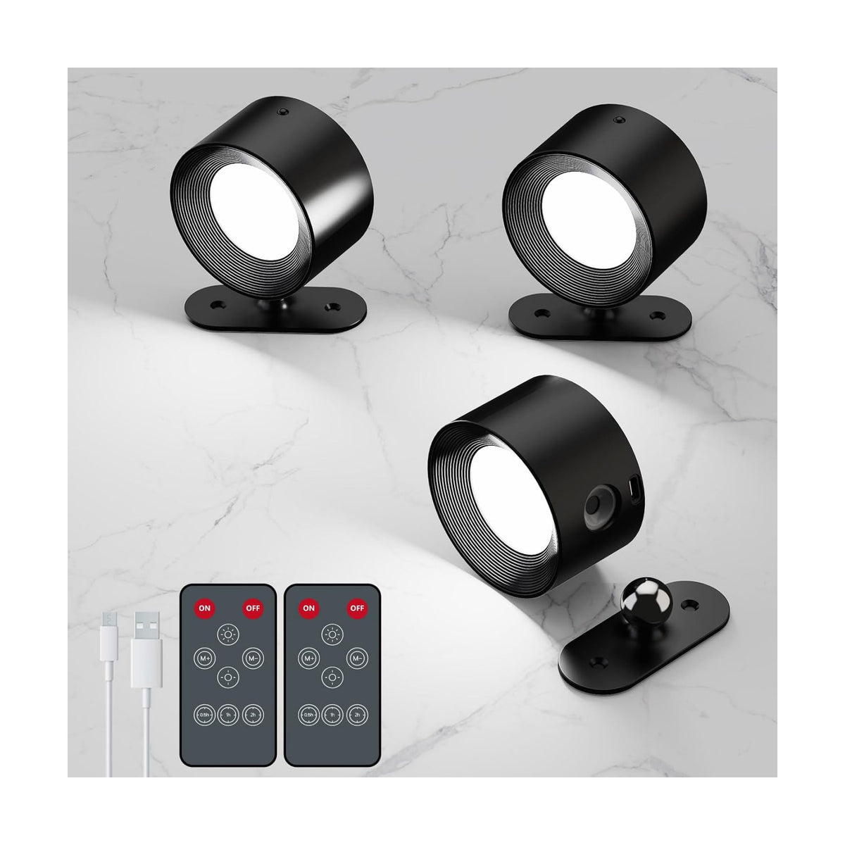 AKSDA 3Pack Battery Operated Wall Sconce, 3 Color Modes 3 Brightness Levels 360°Rotation Lighting Timer Touch & Remote