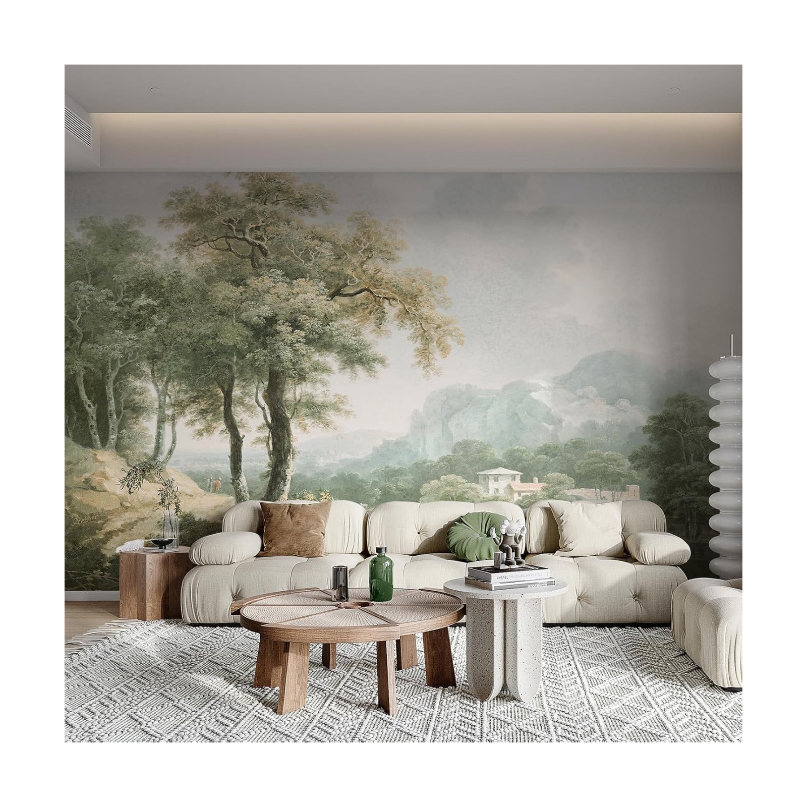 Vintage Forest Wall Murals Peel and Stick " Canvas Waterproof Self-Adhesive / Green / 148 x 98