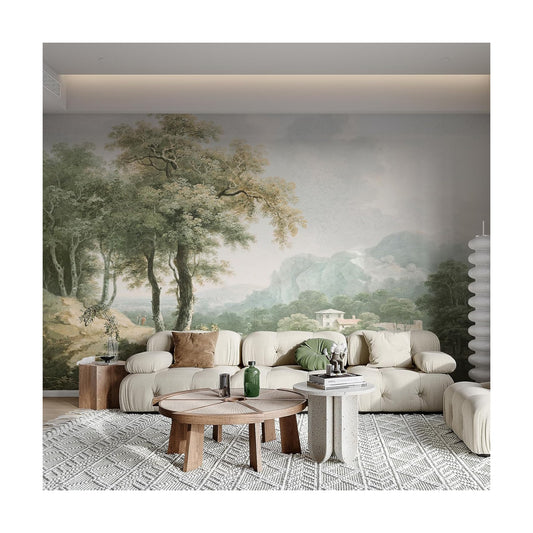 Vintage Forest Wall Murals Peel and Stick " Canvas Waterproof Self-Adhesive / Green / 148 x 98