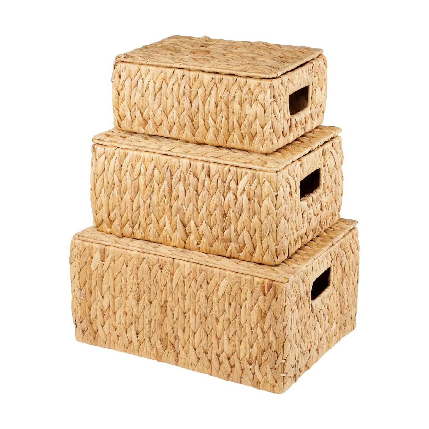 Wicker Baskets / Woven Storage Basket / Natural Hyacinth / Set of 3