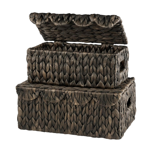 Scalloped Wicker Baskets / Black / Set of 2
