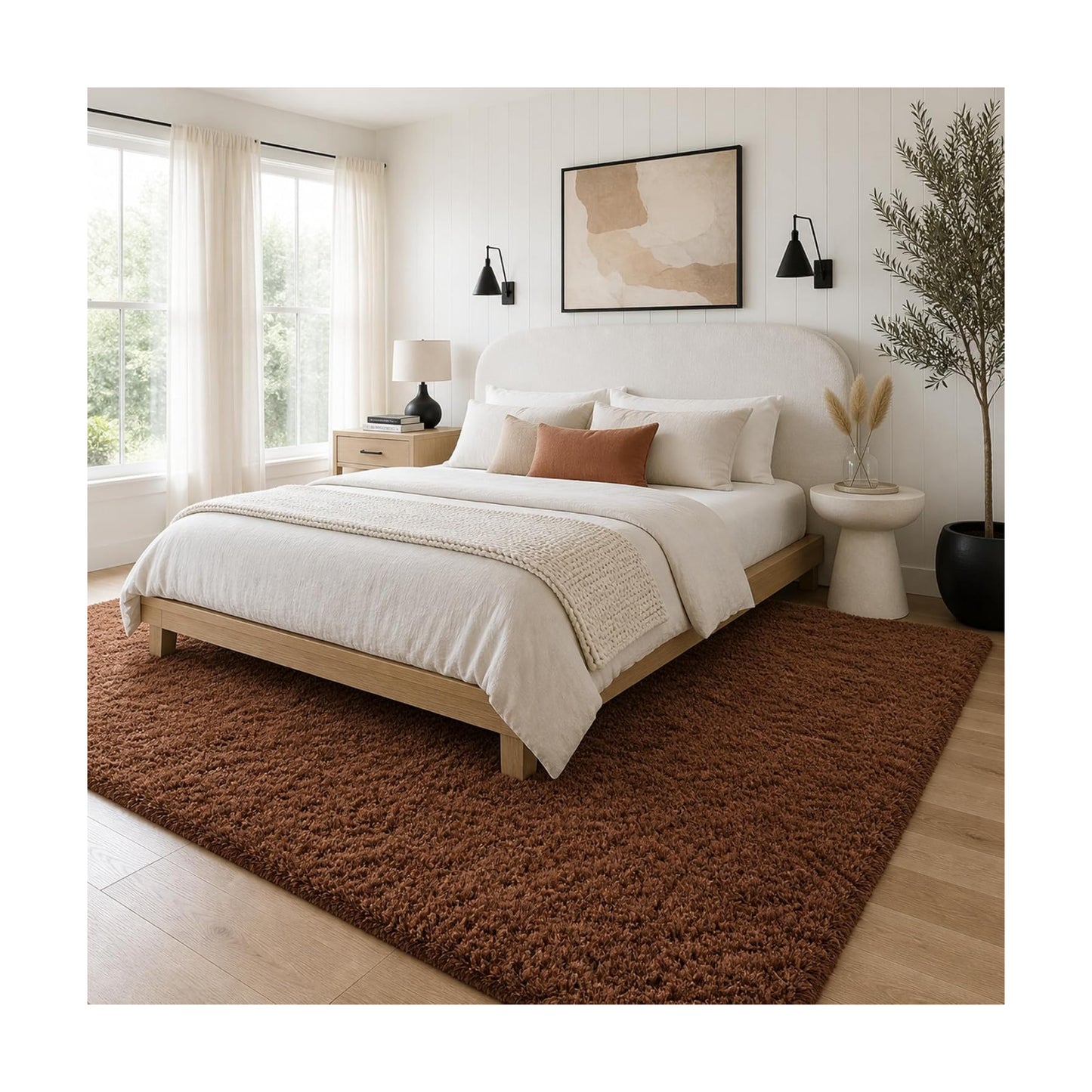 Ophanie 8x10 Brown Area Rugs for Living Room,Large Shag Bedroom Carpet,Big Indoor Thick Soft Shaggy Nursery Rug,Fluffy