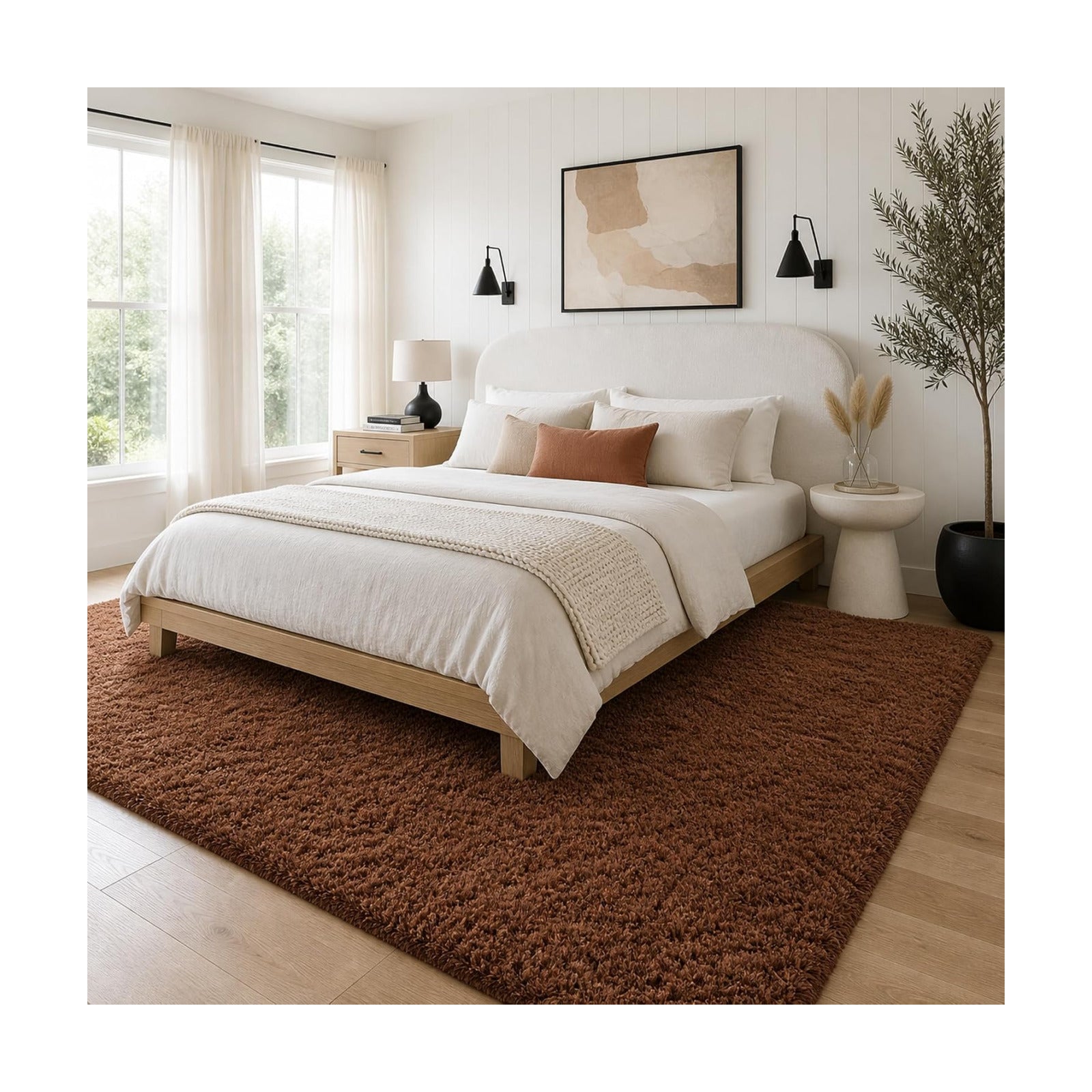 Ophanie 8x10 Brown Area Rugs for Living Room,Large Shag Bedroom Carpet,Big Indoor Thick Soft Shaggy Nursery Rug,Fluffy