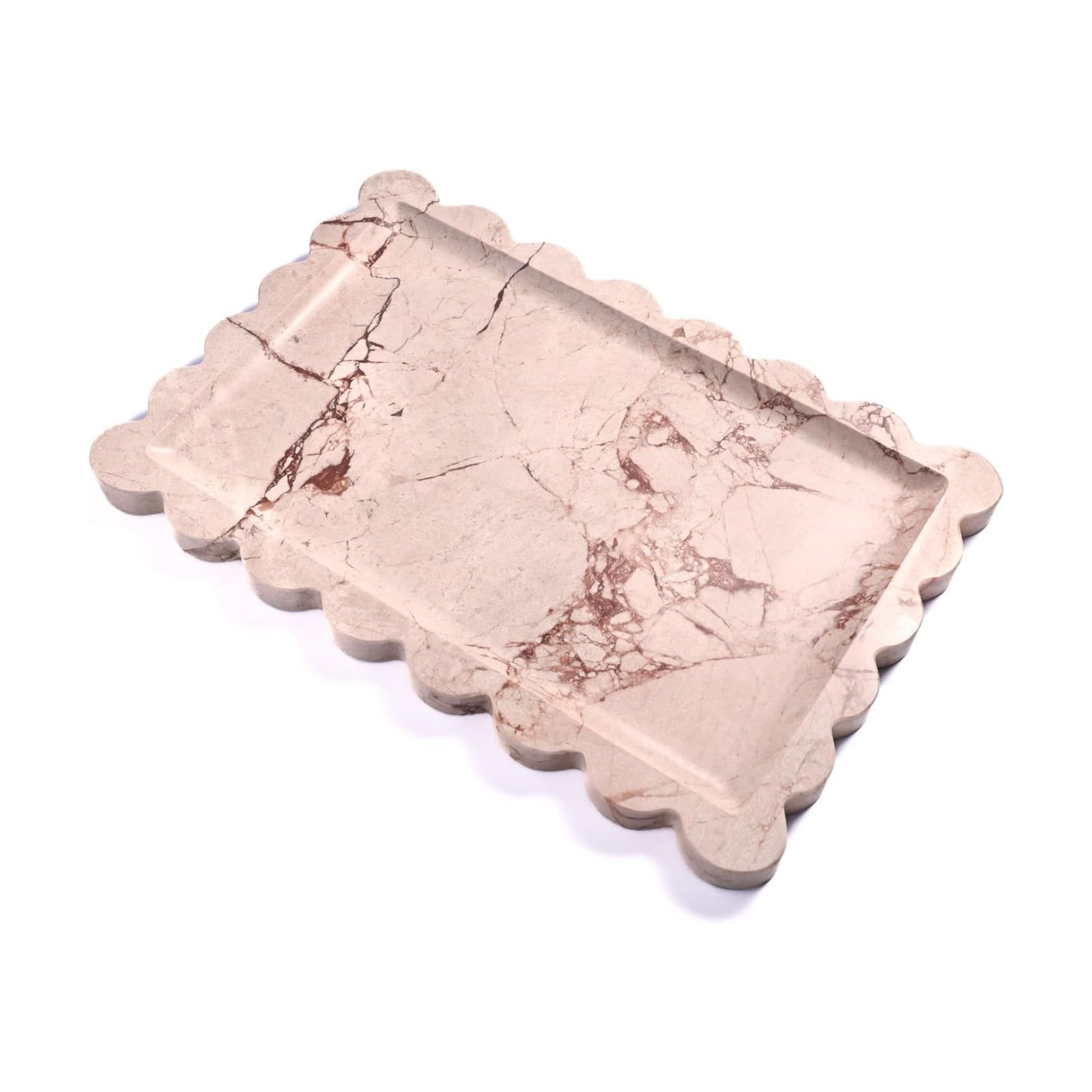 Natural Marble Vanity Tray / Scalloped Pink