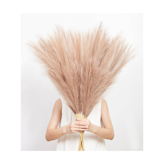 45" Pampas Grass Decor Long Stem Artificial Flower Floor Vase Tall Faux / 45" Brown Style / Set of 9