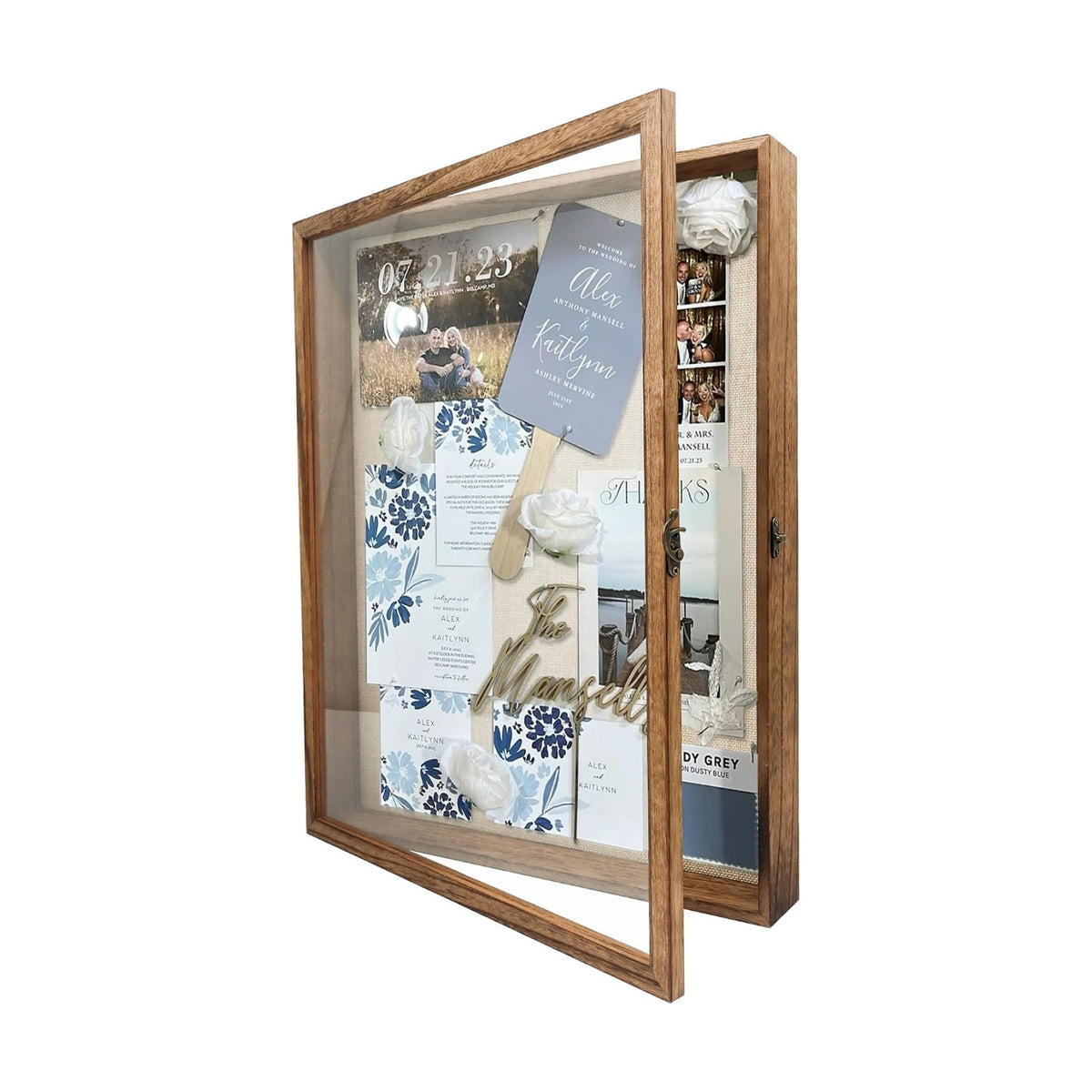 16x20 Shadow Box Frame in Wood Color with Linen Back | Shadow Box Display Case with Paulownia Wood and Real Glass Cover