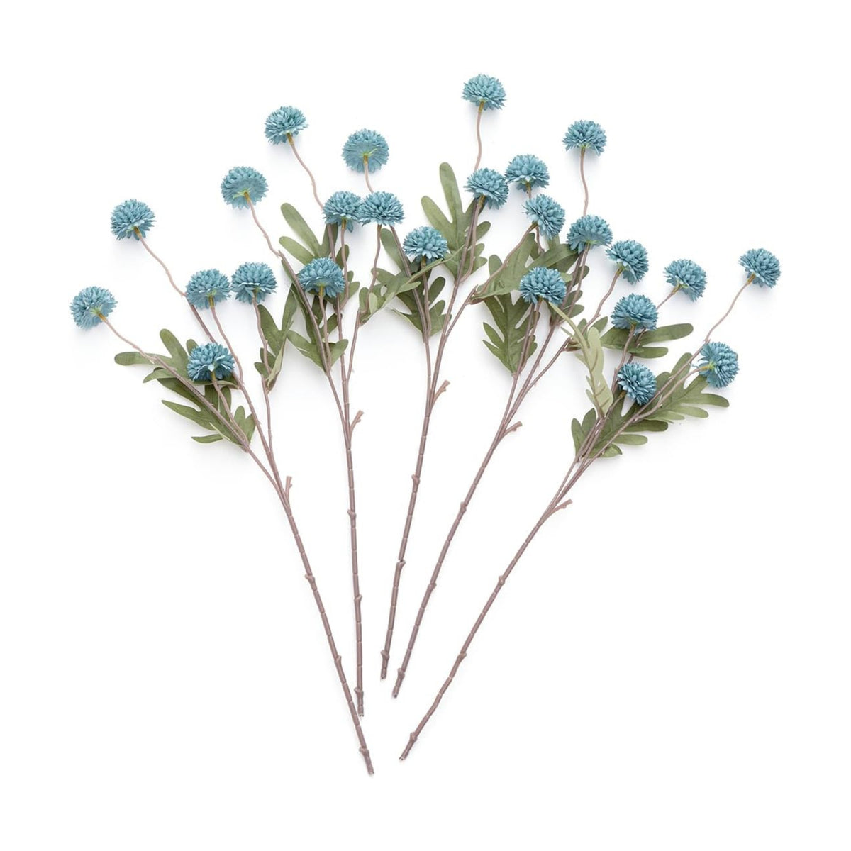 Laelfe Dusty Blue Flowers Artificial Pompon Mum, Fake Kiku Flowers Silk Small Mini Chrysanthemum Ball Faux Mum Decor for Autumn Filler DIY Bouquet Centerpieces Arrangements Shower (Dusty Blue)