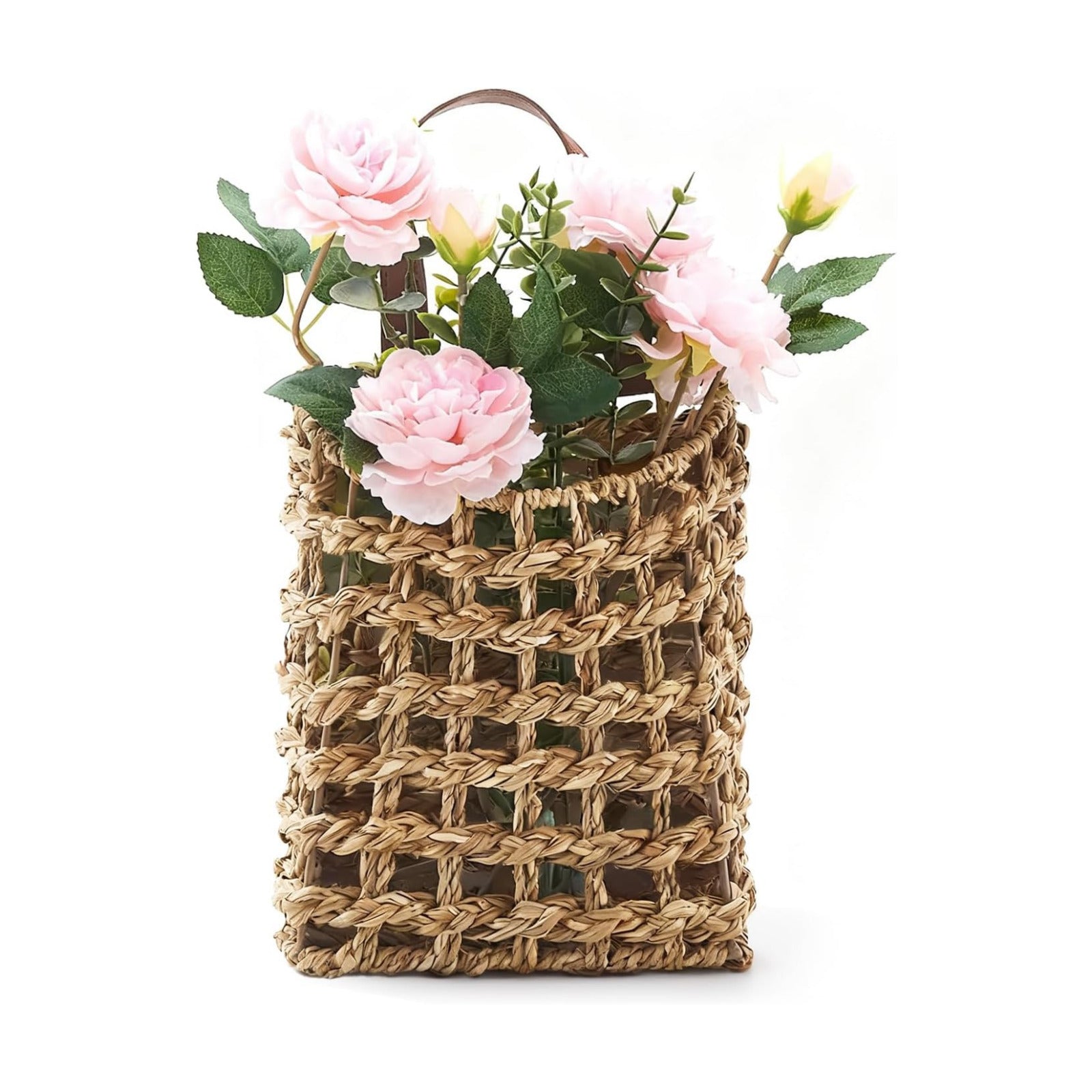 Wall Hanging Basket Decorative Boho Mounted Organizer Dried Flower Plants Front Door / Seagrass