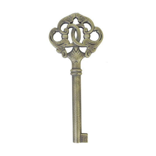 Vintage Wall Sculpture Gold Key Wall Decor Antique Decoration / Brassy Scepter Head / Bronze