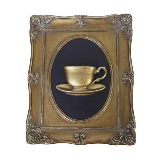 Vintage Wall Sculpture Antique Decoration Pediment Hallway Art Statue / Bronze Gold Cup
