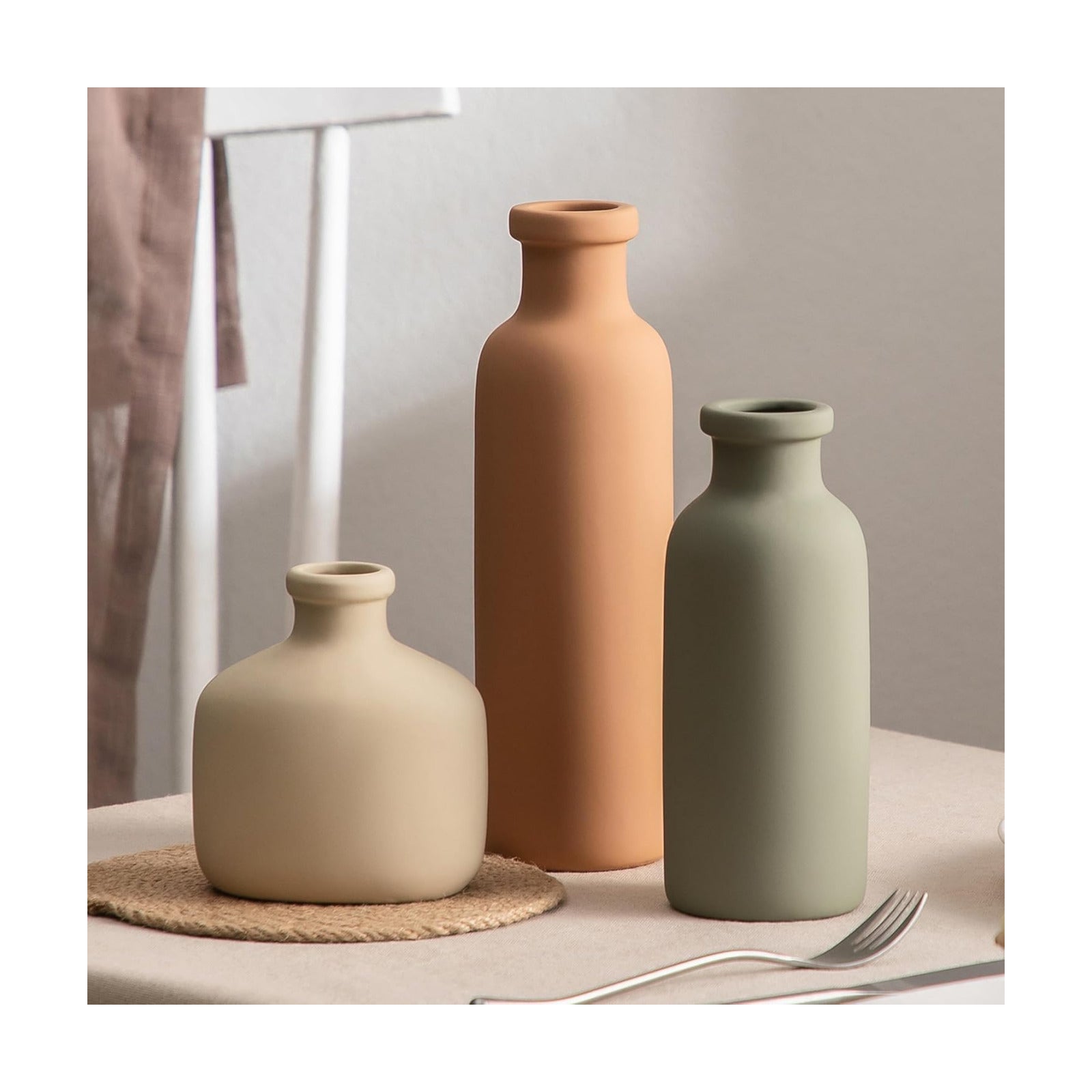 Rustic Vases Set for Flower Centerpieces Pampas Grass / 202-3 / Set of 3