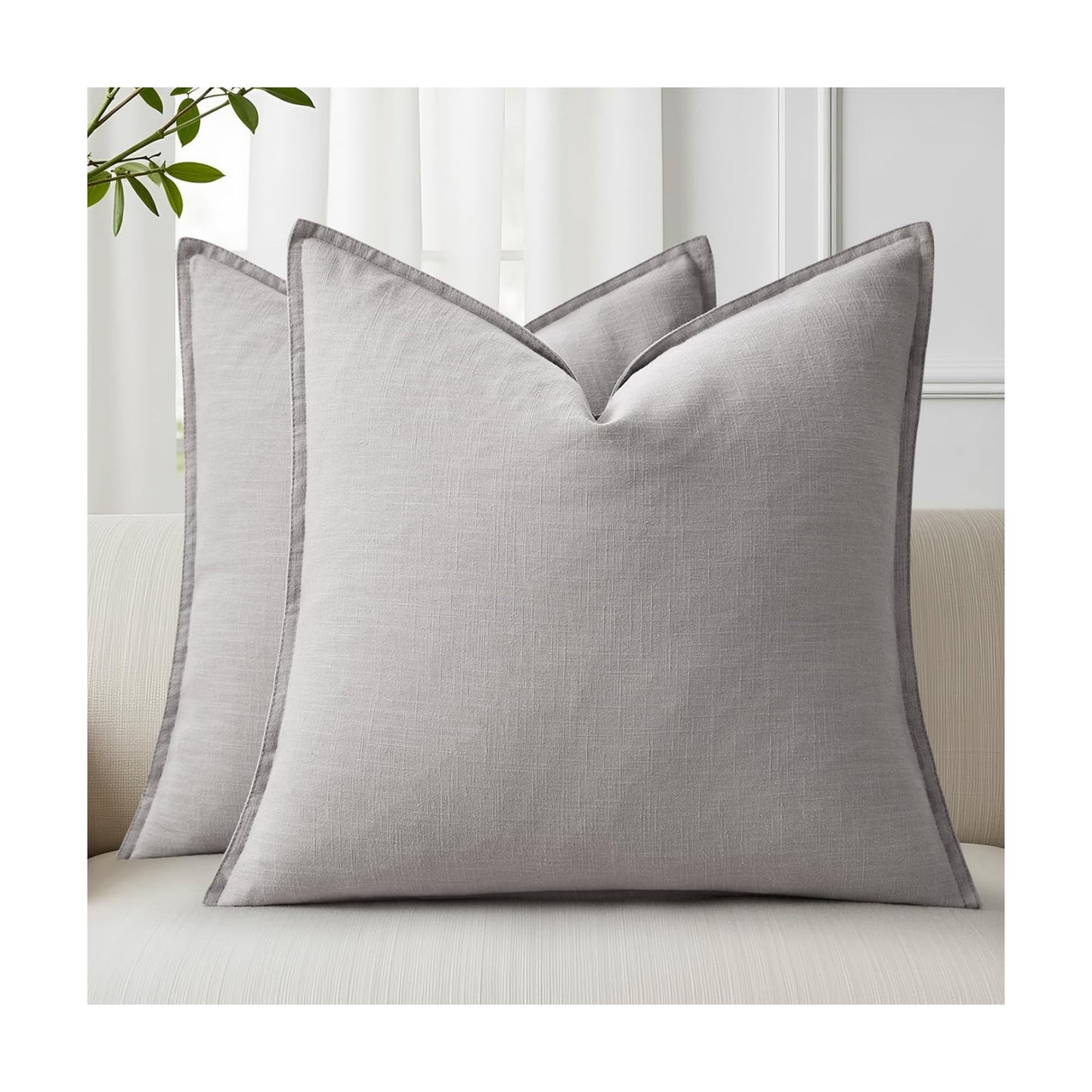Fall Decorative Linen Euro Sham Throw Pillow Covers Pillow Covers / Light Grey / 26 x 26 / Set of 2