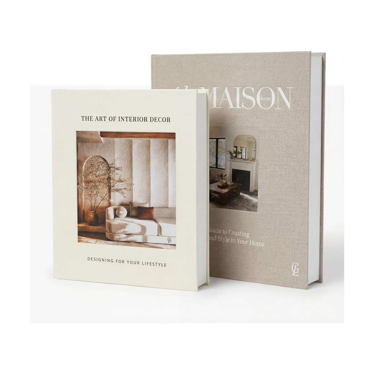 Linen Faux Book Storage Boxes / Set of 2
