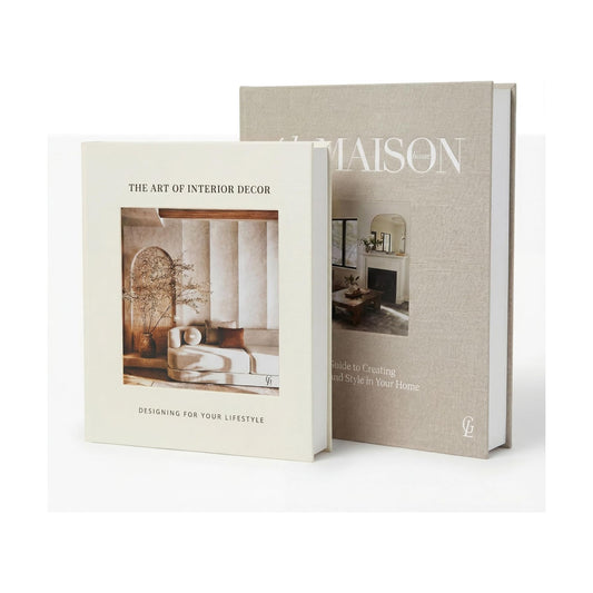 Linen Faux Book Storage Boxes / Set of 2