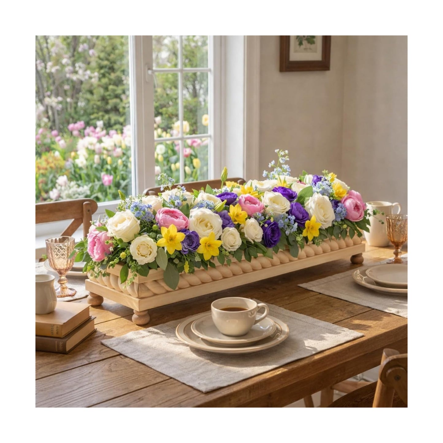 Spring Decorative Wooden Tables Centerpiece Tray / Wood / Set of 24