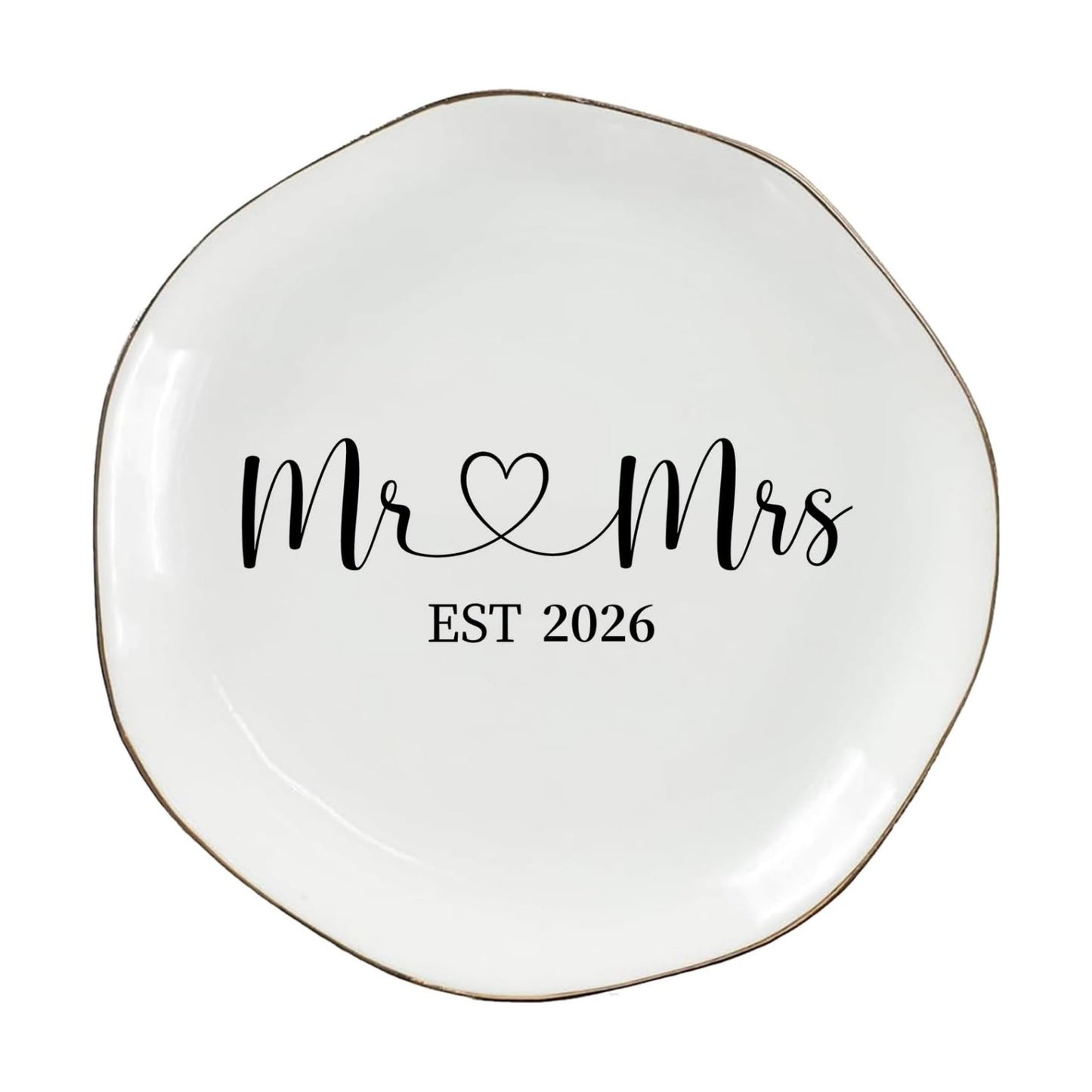 Elegant Ceramic Ring Holder for Engagement / Mr & Mrs EST 2026