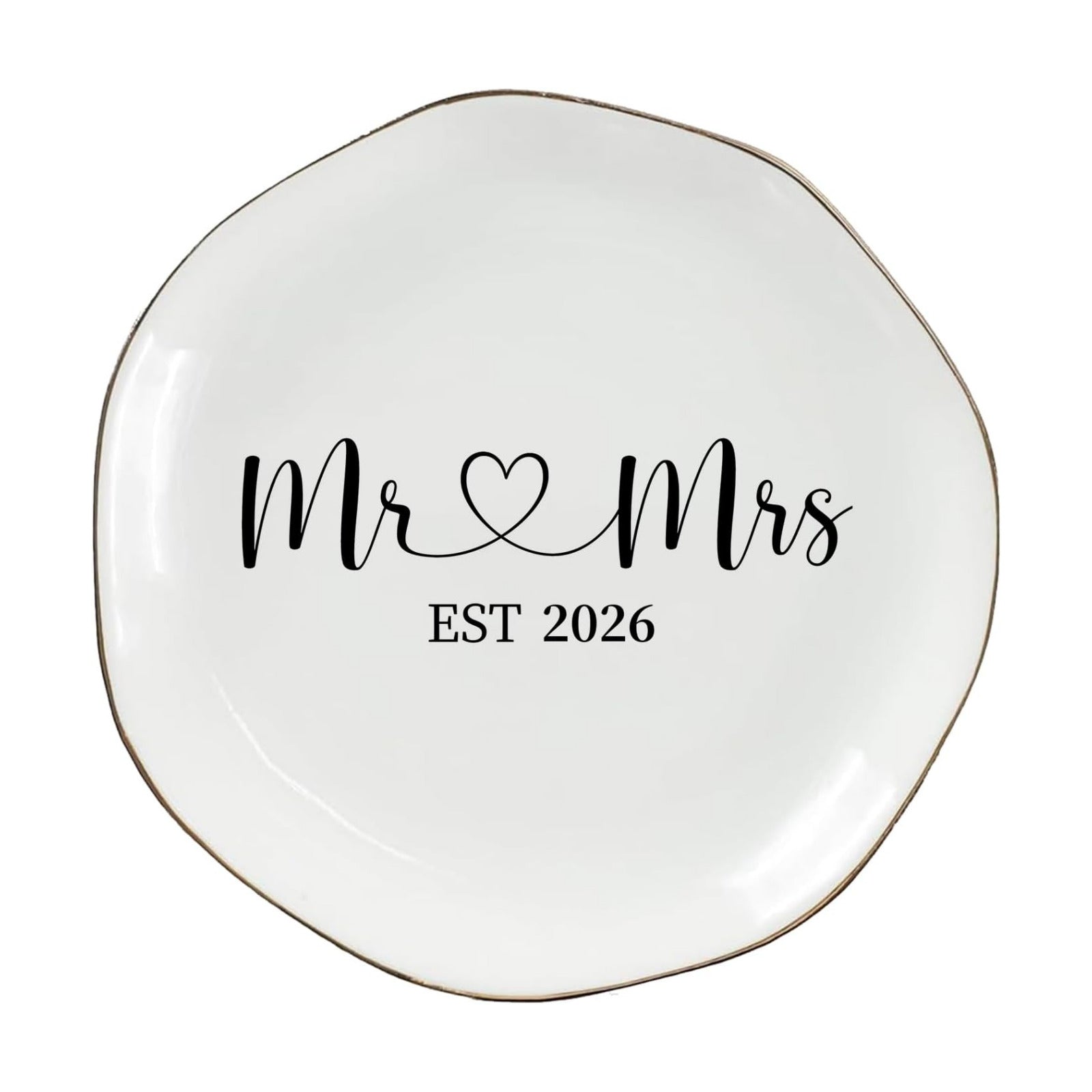 Elegant Ceramic Ring Holder for Engagement / Mr & Mrs EST 2026